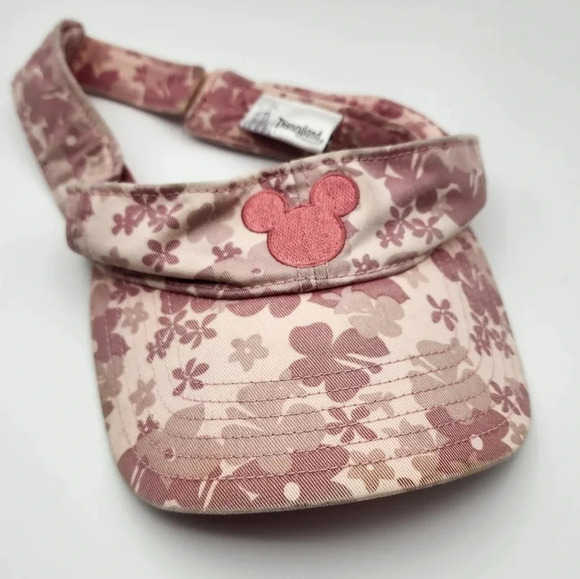 Disneyland Resort Pink Floral Sun Visor Disney Parks Velcro Adjustable Snap - Picture 1 of 8